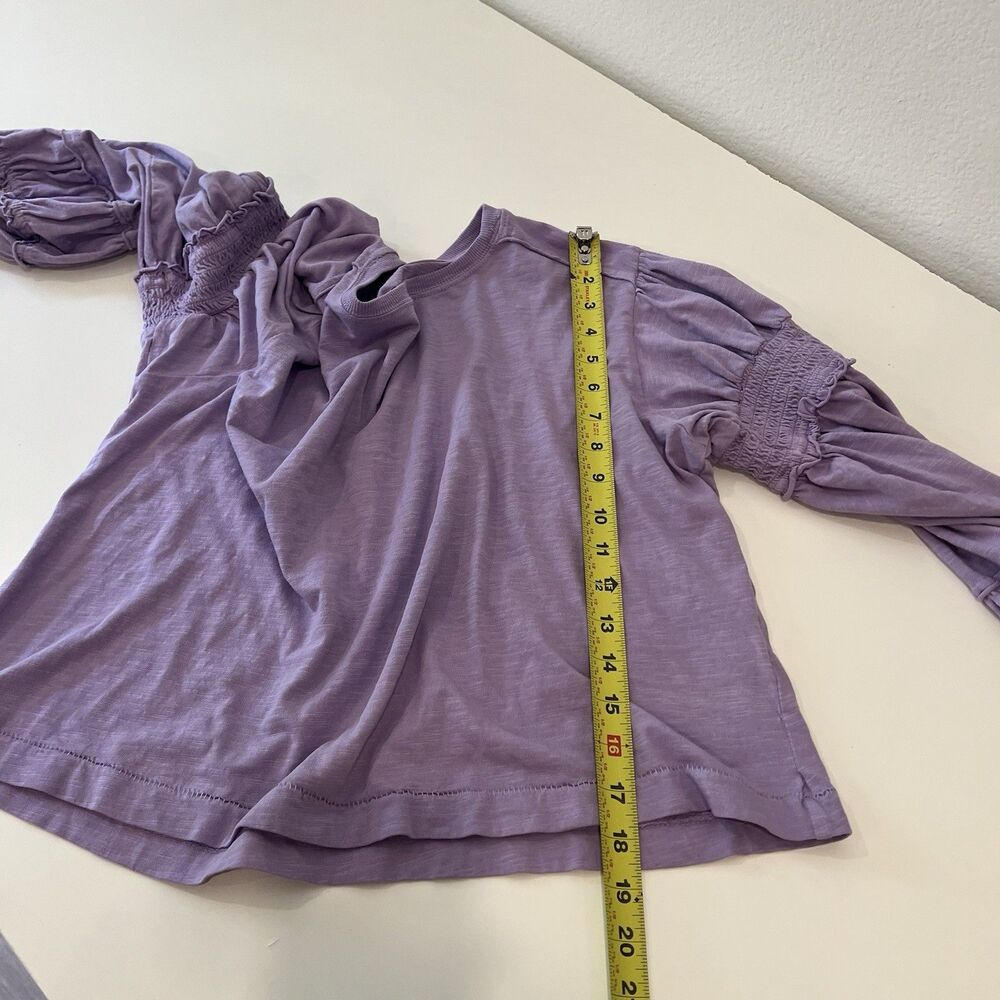 Anthropologie Pilcro Crew Neck-ruched And Smocked Sleeve Top Lavender Medium - Picture 9 of 9